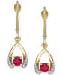 ფოტო #1 პროდუქტის Ruby (5/8 ct. t.w.) & Diamond (1/10 ct. t.w.) Wishbone Drop Earrings in 14k Gold
