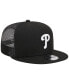 ფოტო #4 პროდუქტის Men's Black Philadelphia Phillies Trucker 9FIFTY Snapback Hat