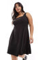 Yours square neck pinny dress in black