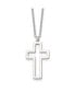 Фото #1 товара Chisel polished Cut-out Cross Pendant 17.5 inch Cable Chain Necklace
