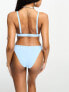 Фото #3 товара Peek & Beau Fuller Bust Exclusive mix & match scallop plunge long line bikini top in pastel blue