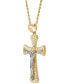 ფოტო #3 პროდუქტის Men's Polished Nugget Crucifix 22" Pendant Necklace in 10k Yellow & White Gold