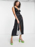 Фото #4 товара ASOS DESIGN Tall button through satin midi dress in black