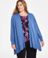 Фото #1 товара Plus Size Long-Sleeve Open-Front Cardigan