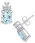 Фото #1 товара Aquamarine (2-1/3 ct. t.w.) and Diamond (1/5 ct. t.w.) Stud Earrings in 14K White Gold