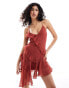 ASOS DESIGN asymmetric ruffle cami mini dress in red Красный, 44 - фото #1