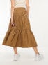 Фото #3 товара Basic Pleasure Mode solstice tiered maxi skirt in chocolate