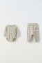 Striped ribbed bodysuit and jogger trousers pack