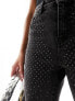 Фото #9 товара Only Emily high waisted rhinestone detail straight leg jeans in washed black