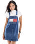 Фото #1 товара Tommy Jeans retro flag denim dungaree dress in mid wash