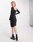 Karl Kani retro satin long sleeve dress in black