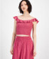 ფოტო #1 პროდუქტის Women's Ruffle-Neck Smocked Tank Top, Created for Macy's