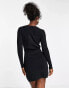 Фото #4 товара Morgan knitted zip through bodycon dress in black