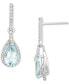 Фото #4 товара Aquamarine (1-1/3 ct. t.w.) & Diamond (1/5 ct. t.w.) Teardrop Halo Drop Earrings in 14k White Gold