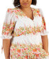 Фото #4 товара Plus Size Floral-Print Chiffon A-Line Midi Dress