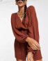 Фото #6 товара ASOS DESIGN Fuller Bust floaty plunge crinkle playsuit in rust