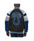 Фото #2 товара Men's Black Indianapolis Colts Faux Suede Raglan Full-Zip Varsity Jacket