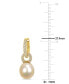 ფოტო #3 პროდუქტის Cultured Golden South Sea Oval Pearl (9mm) & Diamond (1/2 ct. t.w.) Dangle Huggie Hoop Earrings in 14k Gold