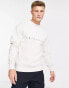 Jack & Jones Originals embroidered logo crew neck sweatshirt in white melange