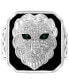 EFFY® Men's Diamond (1/2 ct. t.w.) & Emerald Accent Black Enamel Lion Ring in Sterling Silver