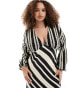 Never Fully Dressed Plus crochet balloon sleeve maxi dress in monochrome stripe