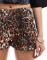 Фото #5 товара ASOS DESIGN shirred micro shorts in leopard print