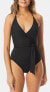 Фото #1 товара Vince Camuto Surf Shades V-Neck Wrap Tie One-Piece Swimsuit Black Size 8