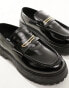 Фото #6 товара ASOS DESIGN chunky loafers in black faux leather with gold snaffle