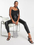 Фото #4 товара Miss Selfridge Petite faux leather pull on legging in black