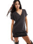 Фото #1 товара River Island v neck t-shirt in dark grey