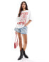 JJXX oversized t-shirt with howdy cowgirl chest print in white