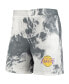 Women's White, Black Los Angeles Lakers Tie-Dye Crop Top and Shorts Set