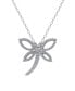 ფოტო #1 პროდუქტის Silver-Plated Cubic Zirconia Dragonfly Pendant Necklace