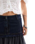 Фото #3 товара COLLUSION denim hybrid midi skirt with asymmetric hem in washed indigo