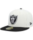 ფოტო #1 პროდუქტის Men's Cream and Black Las Vegas Raiders Chrome Collection 59FIFTY Fitted Hat