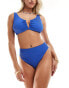 ASOS DESIGN Emily rib high leg high waist bikini bottom in cobalt Синий, 36 - фото #1