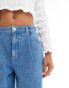 Фото #3 товара ASOS DESIGN denim pleated jorts in mid blue