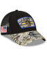 ფოტო #1 პროდუქტის Men's Black-Camouflage Los Angeles Rams 2021 Salute To Service Trucker 9FORTY Snapback Adjustable Hat