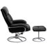 Фото #1 товара Contemporary Black Leather Recliner And Ottoman With Metal Base