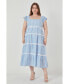 Фото #2 товара Plus Size Floral Lace Gingham Printed Midi Dress