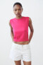 PLAIN KNIT TOP WITH RIBBED TRIMS