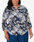 Plus Size Classic Abstract Textu Patchwork Top