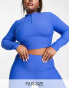 Фото #1 товара South Beach Plus rib 1/4 zip long sleeve top in colbalt blue