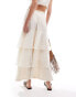 Фото #4 товара ASOS DESIGN crinkle lace rara hem maxi skirt in ivory