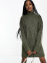 ASOS DESIGN Tall knitted jumper mini dress with high neck in khaki