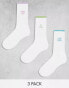 Фото #1 товара ASOS DESIGN 3 pack slogan sock with contrast welt in white