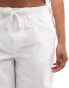 Pull&Bear drawstring hem relaxed poplin trouser in white