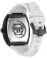 Фото #3 товара Men's Automatic The Skeleton White Silicone Strap Watch 44mm