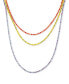 Gold-Tone Multicolor Rhinestone Three-Row Tennis Necklace, 24" + 2" extender