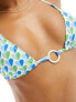 Фото #3 товара The Frolic matira retro heart print triangle bikini top in blue and green